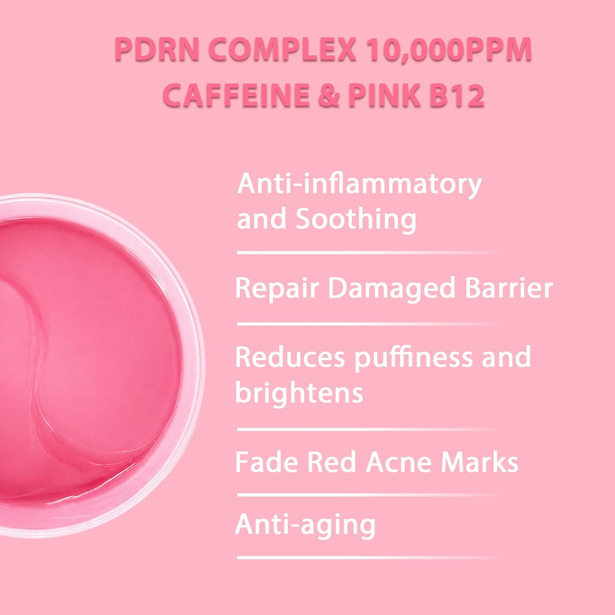 PDRN Collagen Multi Balm Stick & Eye Patches Set, Pink B12 & Caffeine under Eye Care, 0.32 Oz Balm + 60 Patches