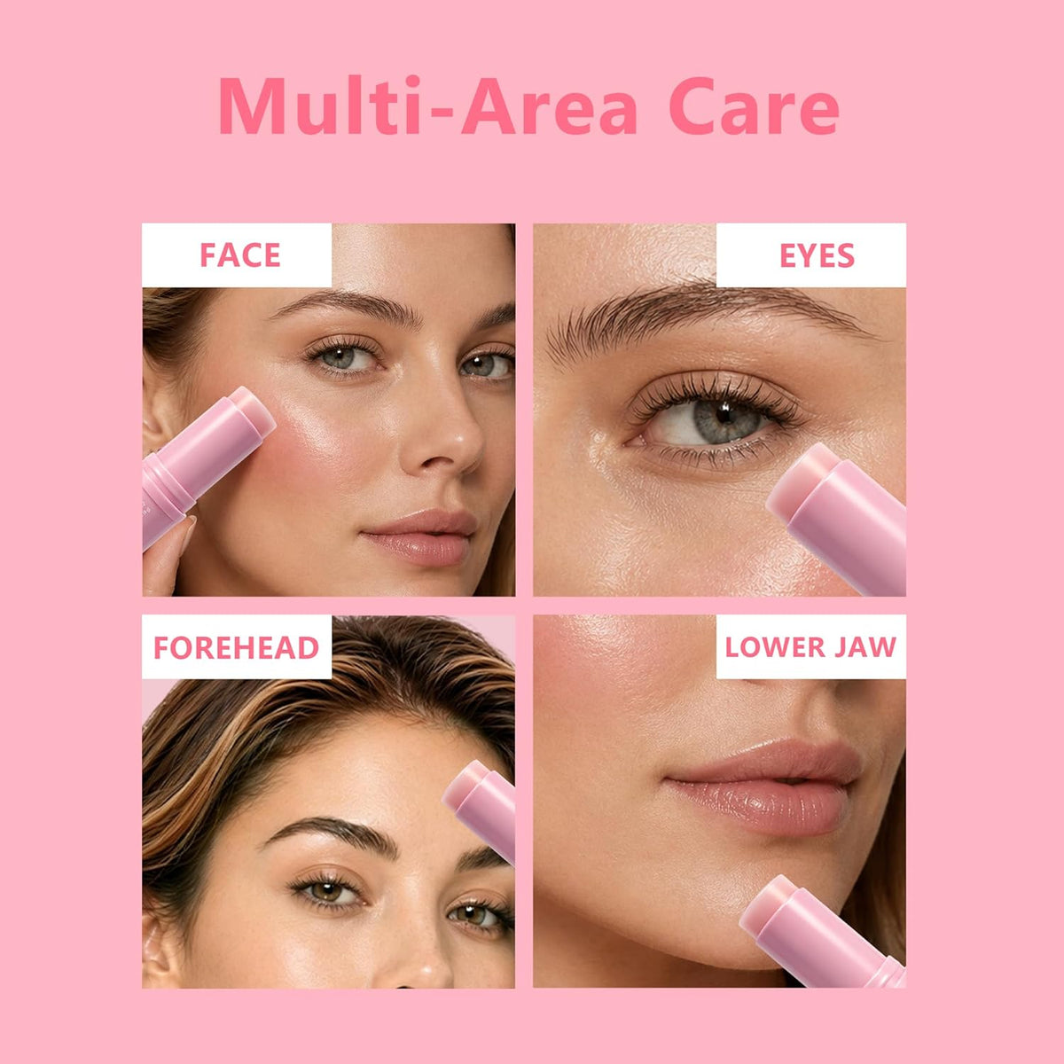 PDRN Collagen Multi Balm Stick & Eye Patches Set, Pink B12 & Caffeine under Eye Care, 0.32 Oz Balm + 60 Patches